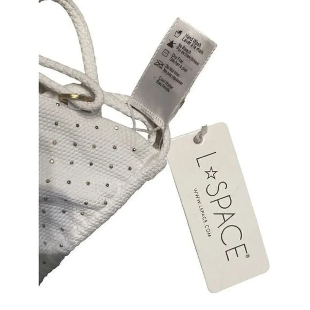 L*Space Revolve‎ Kara Bikini Wrap Top Extra Large White Gold Studded